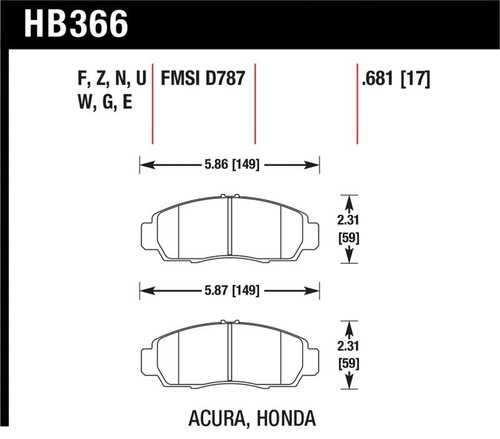 Hawk for 2001 2003 acura - for, cl